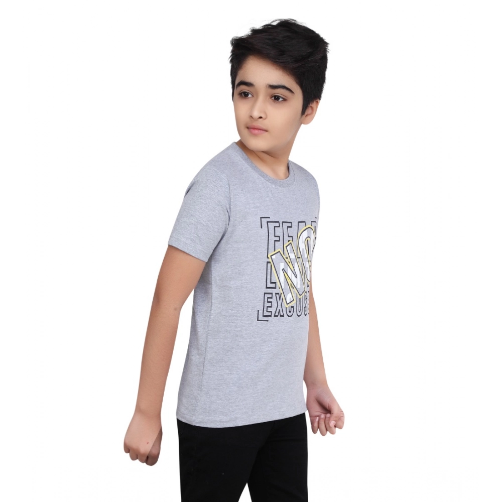 Boy's Cotton Grapic Printed Round Neck T-Shirt (Grey Melange) Boy's Cotton Grapic Printed Round Neck T-Shirt (Grey Melange)