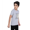 Boy's Cotton Grapic Printed Round Neck T-Shirt (Grey Melange)