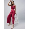 Women's Cotton Linen Solid Sleeveless Crop Top and Palazzo Set (Maroon) Women's Cotton Linen Solid Sleeveless Crop Top and Palazzo Set (Maroon)