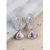 Women's Brass Silver Plated Drop Earrings (Pink)