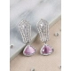 Women's Brass Silver Plated Drop Earrings (Pink) Women's Brass Silver Plated Drop Earrings (Pink)