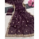 Women's Georgette Embroidered Saree With Unstitched Blouse 5.5Mtr (Wine)