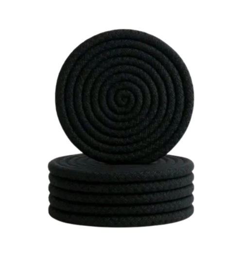 Cotton 6 Pcs Set Tea Coaster 6 Pcs Set (Black)