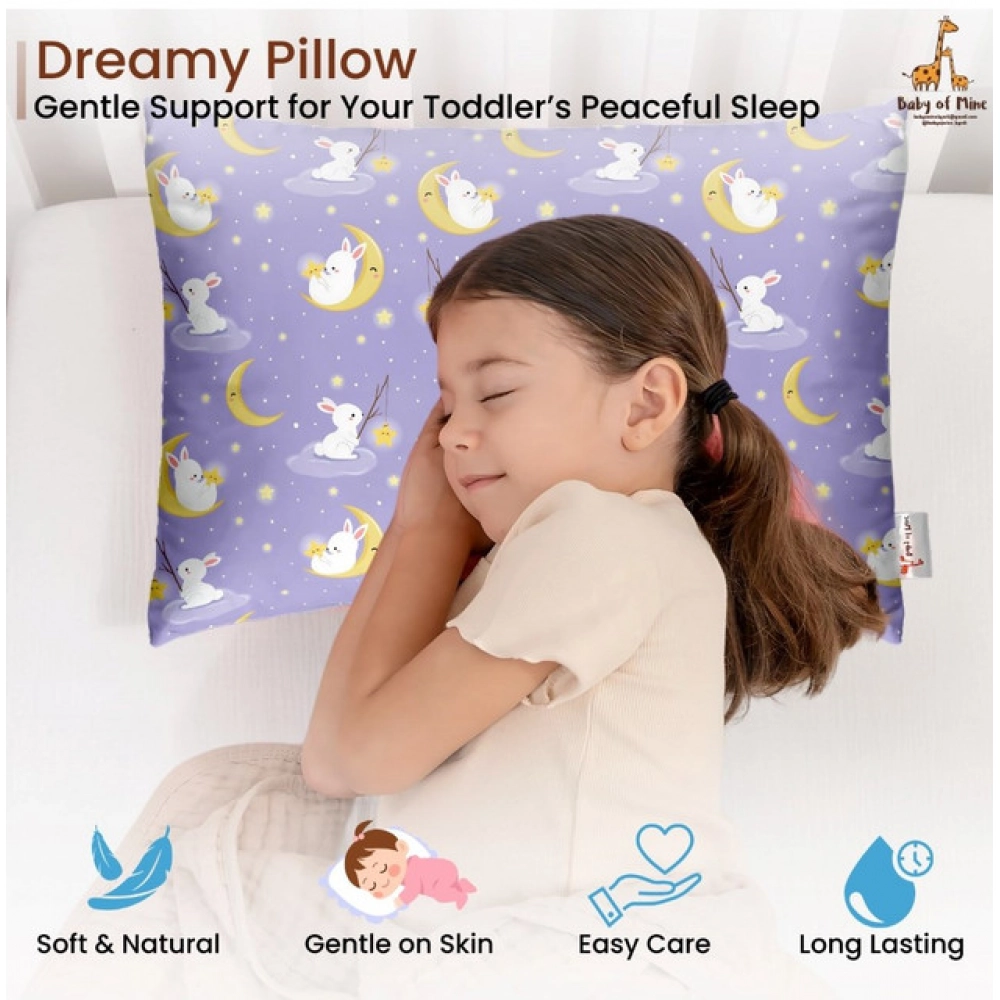 Soft Plush Printed Baby Infant Pillow for Kids Age 1 To 5 Years (Purple)
