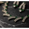 Women's Brass Silver Plated Necklace set (Green)