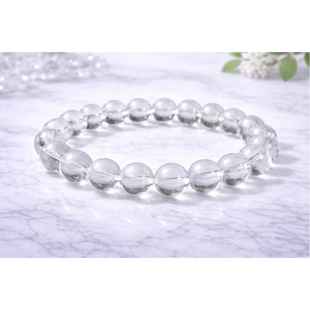 Natural Crystal 8mm Clear Quartz Bracelet (White)