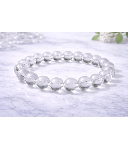 Natural Crystal 8mm Clear Quartz Bracelet (White)