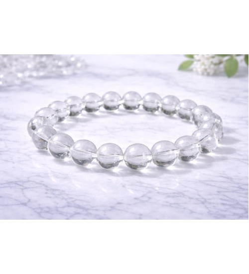 Natural Crystal 8mm Clear Quartz Bracelet (White)