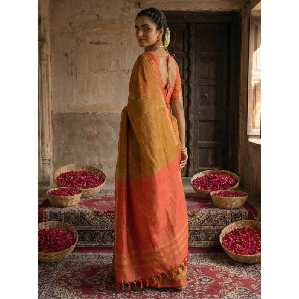 Women's Cotton Printed Saree With Unstitched Blouse 5.5Mtr (Mustrad) Women's Cotton Printed Saree With Unstitched Blouse 5.5Mtr (Mustrad)