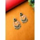 Women's Brass Silver Plated Chandbali Earrings (Green) Women's Brass Silver Plated Chandbali Earrings (Green)
