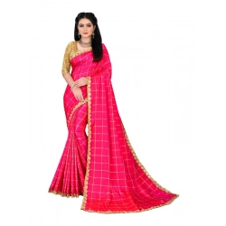 Women's Sana Silk Bandhni Saree With Unstitched Blouse 5.5Mtr (Pink)