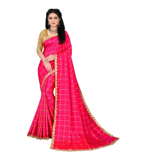 Women's Sana Silk Bandhni Saree With Unstitched Blouse 5.5Mtr (Pink)