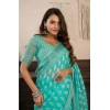 Women's Faux Linen Leaf Print Ready to wear Saree With Unstitched Blouse 5.5Mtr (SeaGreen) Women's Faux Linen Leaf Print Ready to wear Saree With Unstitched Blouse 5.5Mtr (SeaGreen)