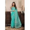 Women's Faux Linen Leaf Print Ready to wear Saree With Unstitched Blouse 5.5Mtr (SeaGreen) Women's Faux Linen Leaf Print Ready to wear Saree With Unstitched Blouse 5.5Mtr (SeaGreen)