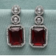 Women's Brass Silver Plated Drop Earrings (Red)