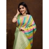 Women's Cotton Blended Printed Saree With Unstitched Blouse 5.5Mtr (Pista) Women's Cotton Blended Printed Saree With Unstitched Blouse 5.5Mtr (Pista)