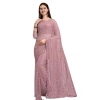 Women's Net Self Design Saree With Unstitched Blouse 5.5Mtr (Light Brown)
