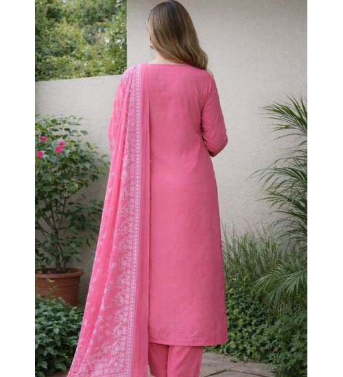 Women's Chanderi Silk Ethnic Motif Round 3/4th Sleeve Kurti With Pant Dupatta Set (Pink) Women's Chanderi Silk Ethnic Motif Round 3/4th Sleeve Kurti With Pant Dupatta Set (Pink)