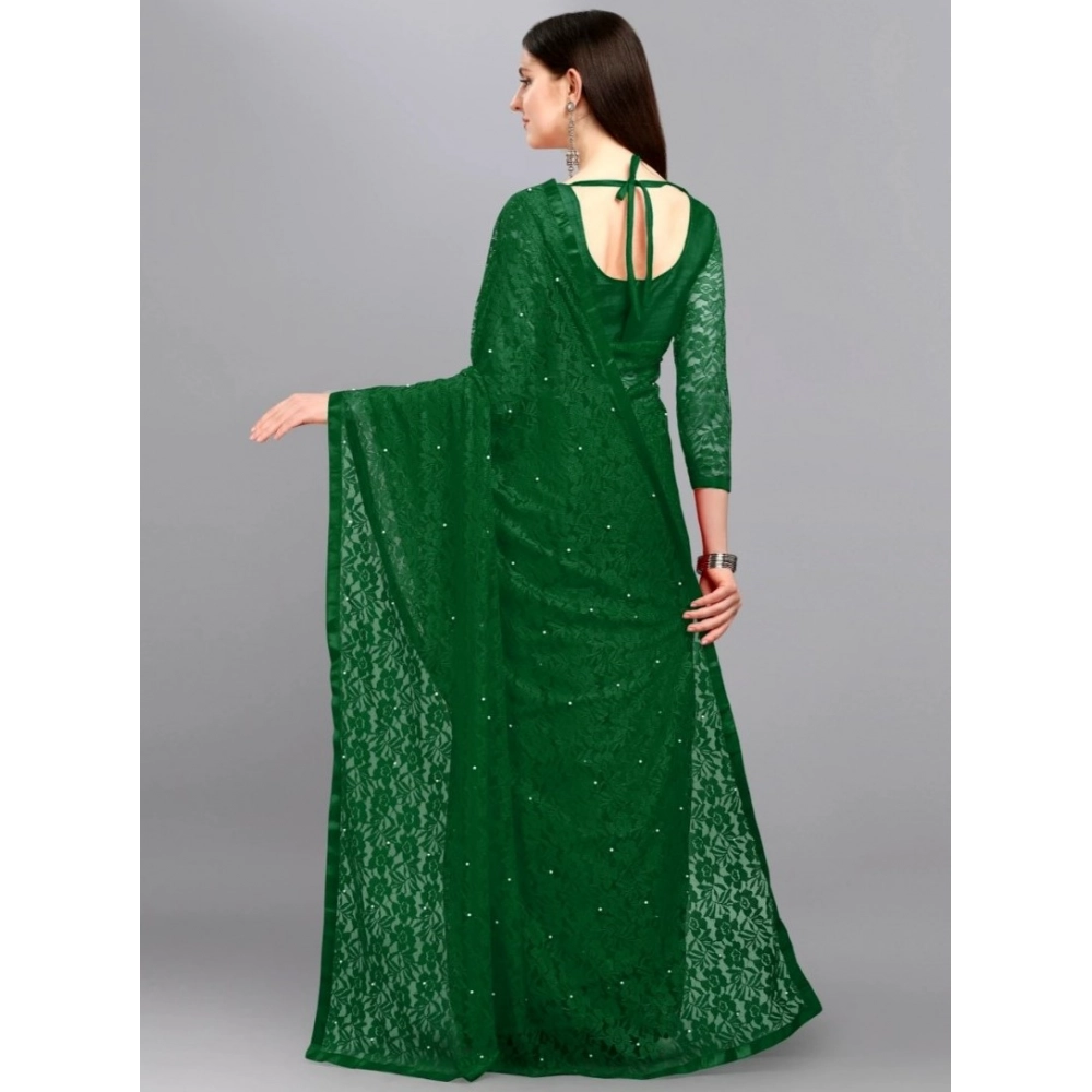 Women's Net Self Design Saree With Unstitched Blouse 5.5Mtr (Green) Women's Net Self Design Saree With Unstitched Blouse 5.5Mtr (Green)