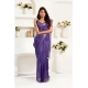 Women's Linen Cotton Printed Ready To Wear Saree With Unstitched Blouse 5.5 Mtr (Purple)