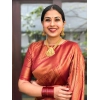 Women's Litchi silk Printed Saree With Unstitched Blouse (Red) Women's Litchi silk Printed Saree With Unstitched Blouse (Red)