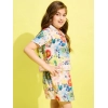 Girl's Polyester Cotton Blend Pattern-Floral Short Sleeves Skorts Set (Multicolor)