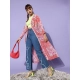 Women's Polyester Floral Long Sleeves Shrug (Pink-Coral) Women's Polyester Floral Long Sleeves Shrug (Pink-Coral)