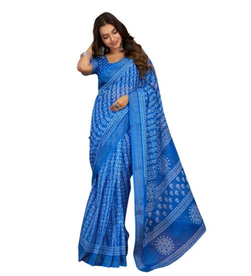 Women's Faux Linen Geometric Print Ready to wear Saree With Unstitched Blouse 5.5Mtr (Blue) Women's Faux Linen Geometric Print Ready to wear Saree With Unstitched Blouse 5.5Mtr (Blue)