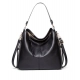 Women's PU Leather Zipper Handbag (Black)