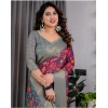 Women's Linen Printed Saree With Unstitched Blouse 5.5Mtr (Purple) Women's Linen Printed Saree With Unstitched Blouse 5.5Mtr (Purple)