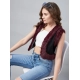 Women's Denim And Fur Solid Sleeveless Shrug (Black - Maroon) Women's Denim And Fur Solid Sleeveless Shrug (Black - Maroon)