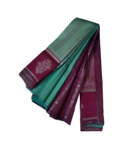 Women's Soft Silk Wooven Saree With Unstitched Blouse 5.5Mtr (Dark Pista)