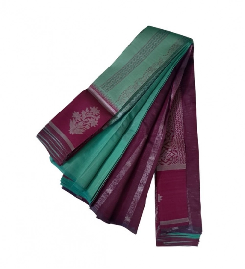 Women's Soft Silk Wooven Saree With Unstitched Blouse 5.5Mtr (Dark Pista)