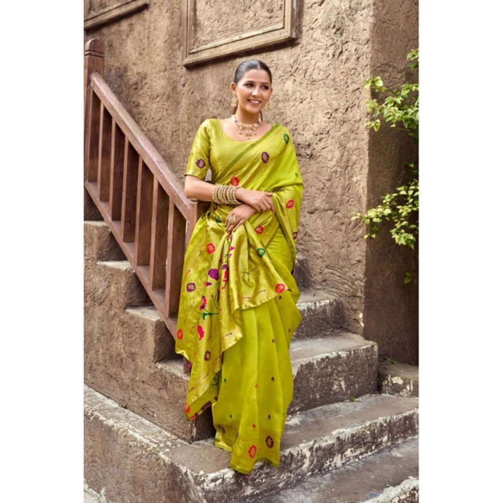 Women's Silk Blend Woven Saree With Unstitched Blouse 5.5 Mtr (Lime) Women's Silk Blend Woven Saree With Unstitched Blouse 5.5 Mtr (Lime)
