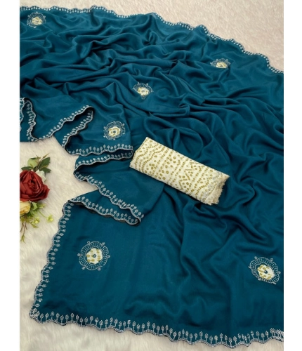 Women's Chiffon Butti Dotted Saree With Unstitched Blouse 5.5Mtr (Blue) Women's Chiffon Butti Dotted Saree With Unstitched Blouse 5.5Mtr (Blue)