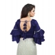 Women's Organza Solid V Neck Layered Ruffle Sleeve Readymade Blouse (Navy Free Size , up to 38–40 Bust)-PID65855 Women's Organza Solid V Neck Layered Ruffle Sleeve Readymade Blouse (Navy Free Size , up to 38–40 Bust)-PID65855