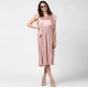 Women's Polyester Pleated Flutter Dress (Champagne Gold)