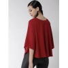 Women's Polyester Solid Cape Sleeve Top (Red)