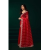 Women's Net Sequence Saree With Unstitched Blouse 5.5Mtr (Red)