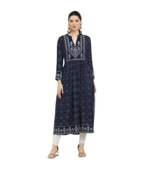 Women's Casual Rayon Full sleeve Kurti (Blue)