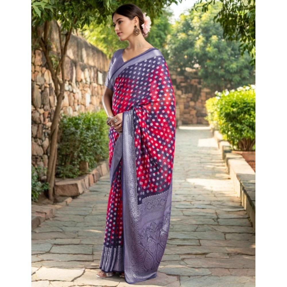 Women's Georgette Weaving Saree With Unstitched Blouse 5.5Mtr (Pink) Women's Georgette Weaving Saree With Unstitched Blouse 5.5Mtr (Pink)