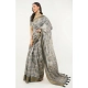 Women's Polyester Printed Saree With Unstitched Blouse 5.5 Mtr (Grey)