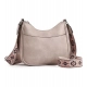 Women's PU Leather Zipper Sling Bag (Beige)