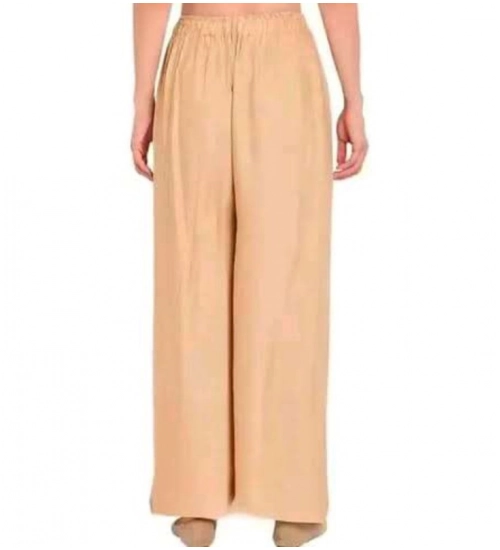 Women's Casual Rayon Solid Ankle Length Palazzo (Golden , Free Size)