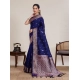 Women's Jacquard Woven Saree With Unstitched Blouse 5.5Mtr (Navy) Women's Jacquard Woven Saree With Unstitched Blouse 5.5Mtr (Navy)