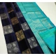Women's Litchi silk Printed Saree With Unstitched Blouse (Navy Blue With Turquise Blue) Women's Litchi silk Printed Saree With Unstitched Blouse (Navy Blue With Turquise Blue)