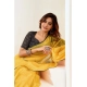 Women's Linen Cotton Printed Ready To Wear Saree With Unstitched Blouse 5.5 Mtr (Yellow)