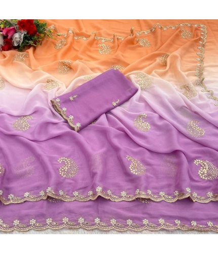 Women's Digital Printed Geogette Saree With Unstitched Blouse (Wine, 5-6 Mtrs) Women's Digital Printed Geogette Saree With Unstitched Blouse (Wine, 5-6 Mtrs)