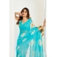Women's Linen Cotton Printed Ready To Wear Saree With Unstitched Blouse 5.5 Mtr (Aqua_Blue) Women's Linen Cotton Printed Ready To Wear Saree With Unstitched Blouse 5.5 Mtr (Aqua_Blue)