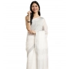 Women's Linen Cotton Printed Saree With Unstitched Blouse 5.5Mtr (White) Women's Linen Cotton Printed Saree With Unstitched Blouse 5.5Mtr (White)